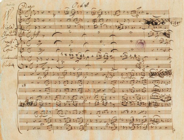De oorspronkelijke bladmuziek van Schuberts 'Octet'