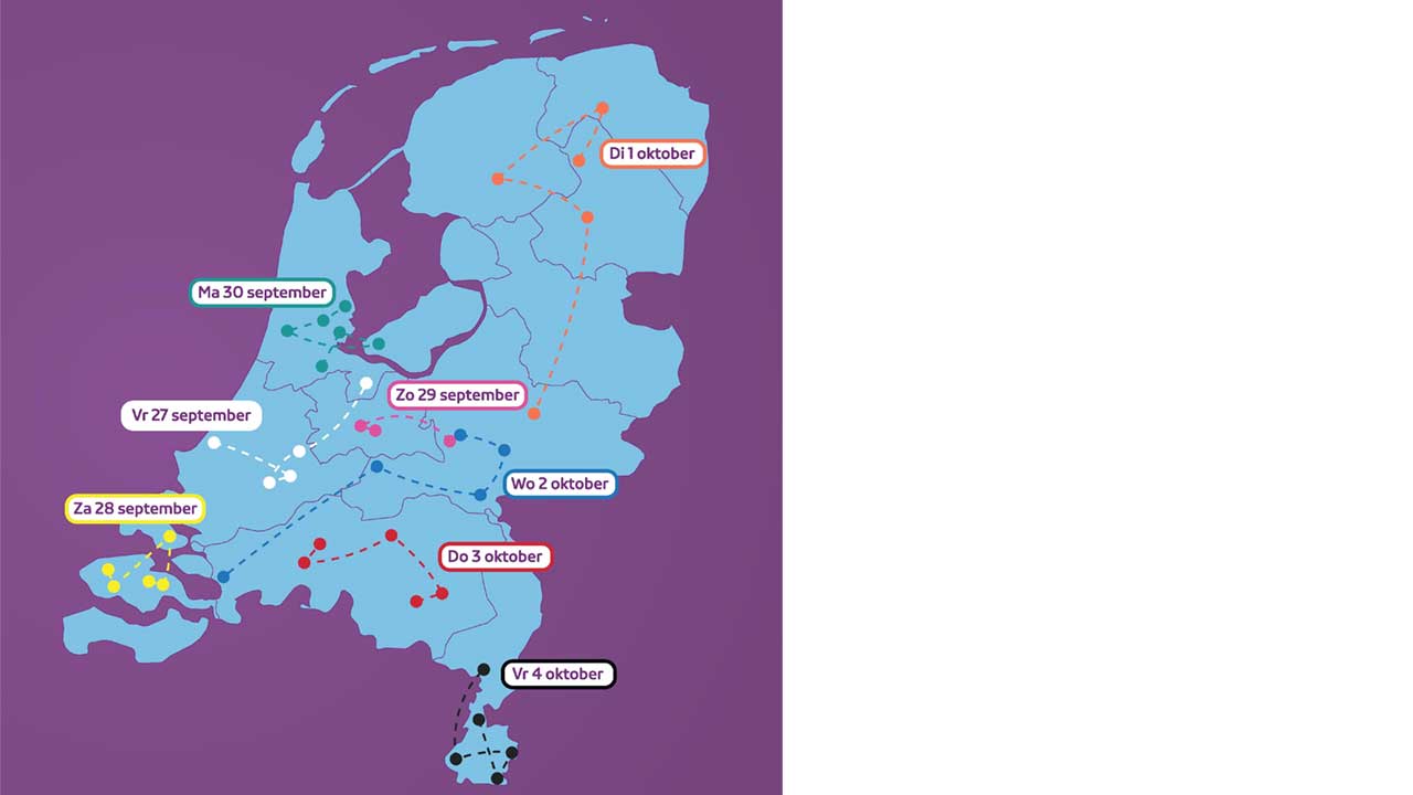 De route van de Hart & Ziel Bus